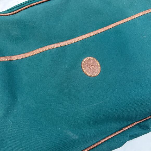 VTG Polo Ralph Lauren Shoulder Laptop Messenger Bag Green Brown Travel - Picture 2 of 4